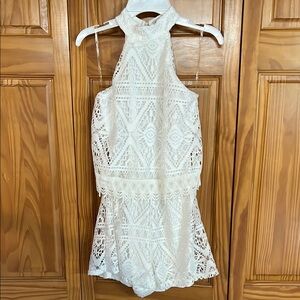 Charlotte Russe Cream Lace Romper